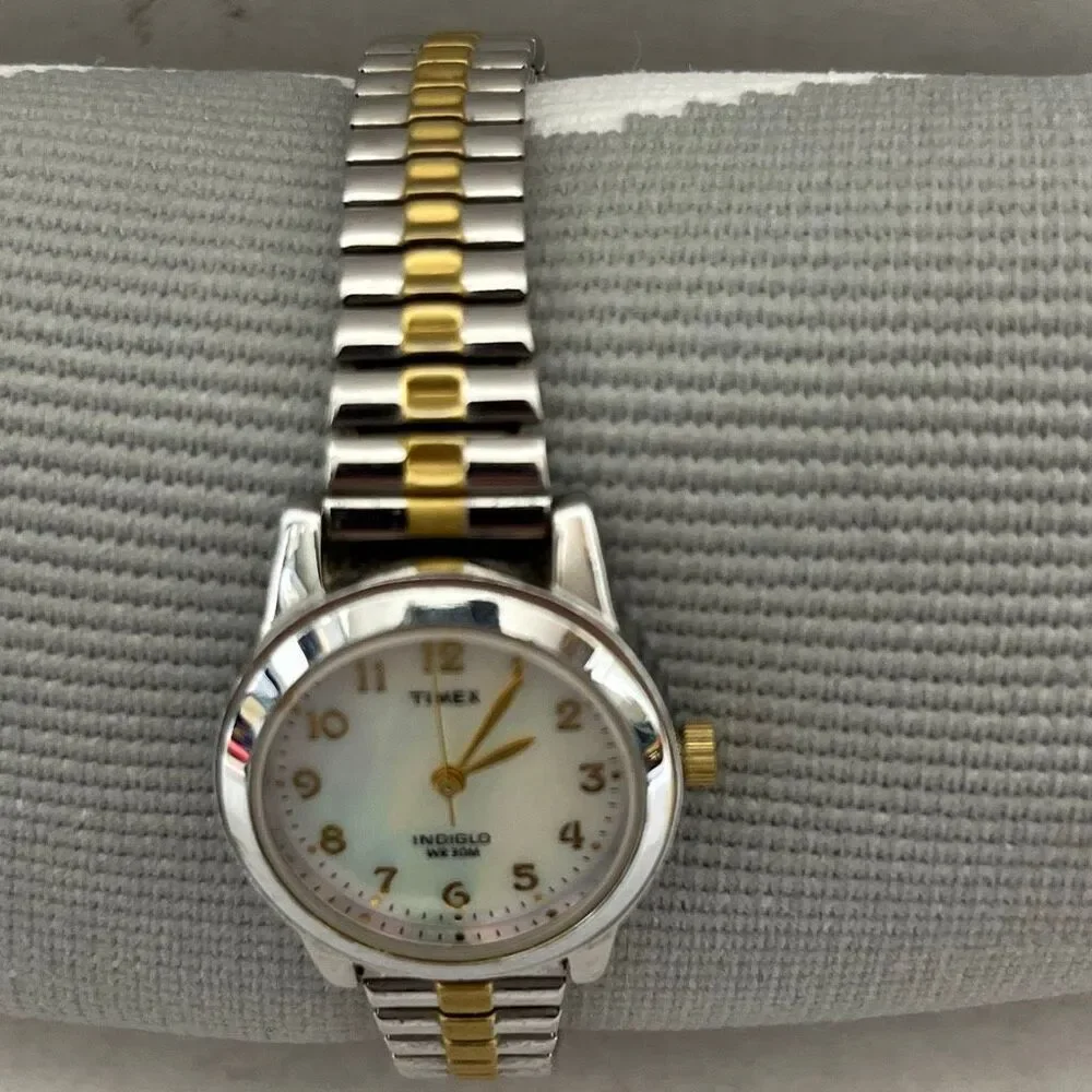 Timex Women's Gold Silver Two Tone Water Resistance Expansion Band Watch‎ T2M828